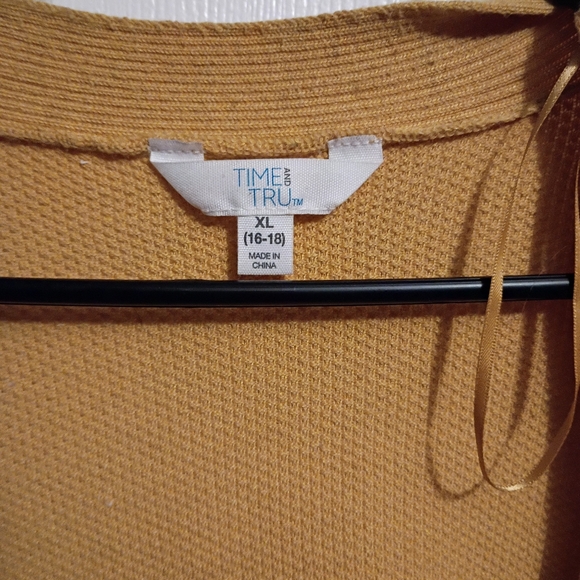 Time and Tru Mustard Yellow Women's Cardigan - Picture 2 of 4